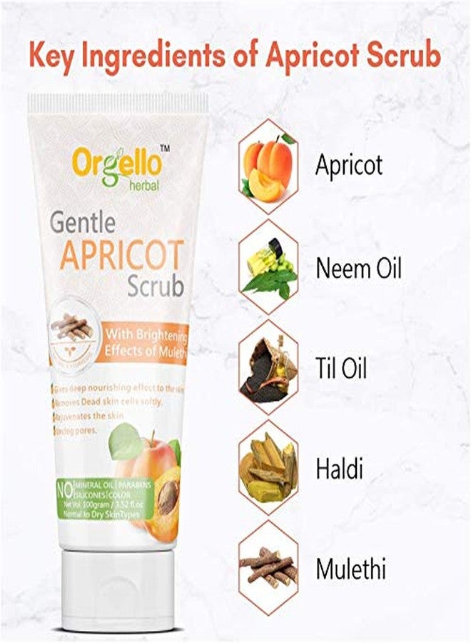 Orgello Herbal Exfoliating Whitening Apricot Face Scrub (2 X 100 g) for Normal Oily Dry skin - Enriched With Liquorice Turmeric Neem Oil SLS & Parabens Free - Image 4