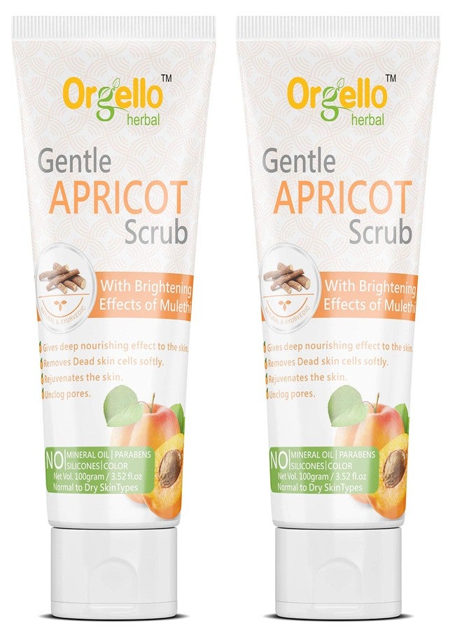 Orgello Herbal Exfoliating Whitening Apricot Face Scrub (2 X 100 g) for Normal Oily Dry skin - Enriched With Liquorice Turmeric Neem Oil SLS & Parabens Free - Image 1