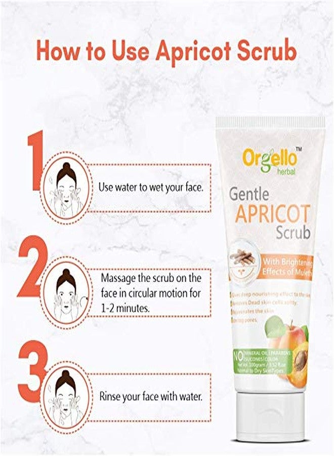 Orgello Herbal Exfoliating Whitening Apricot Face Scrub (2 X 100 g) for Normal Oily Dry skin - Enriched With Liquorice Turmeric Neem Oil SLS & Parabens Free - Image 5