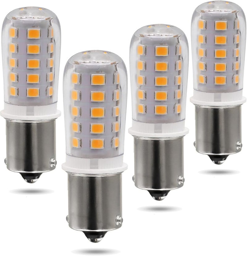 LEMENG لمبة LED BA15S 12V S8 SC 3W 300Lm 2700K بيضاء دافئة، قاعدة بايونت مفردة 1156 1141 P21W، إضاءة المناظر الطبيعية RV كامبر قارب مقطورة AC/DC 12 فولت - عبوة 4 - Image 1