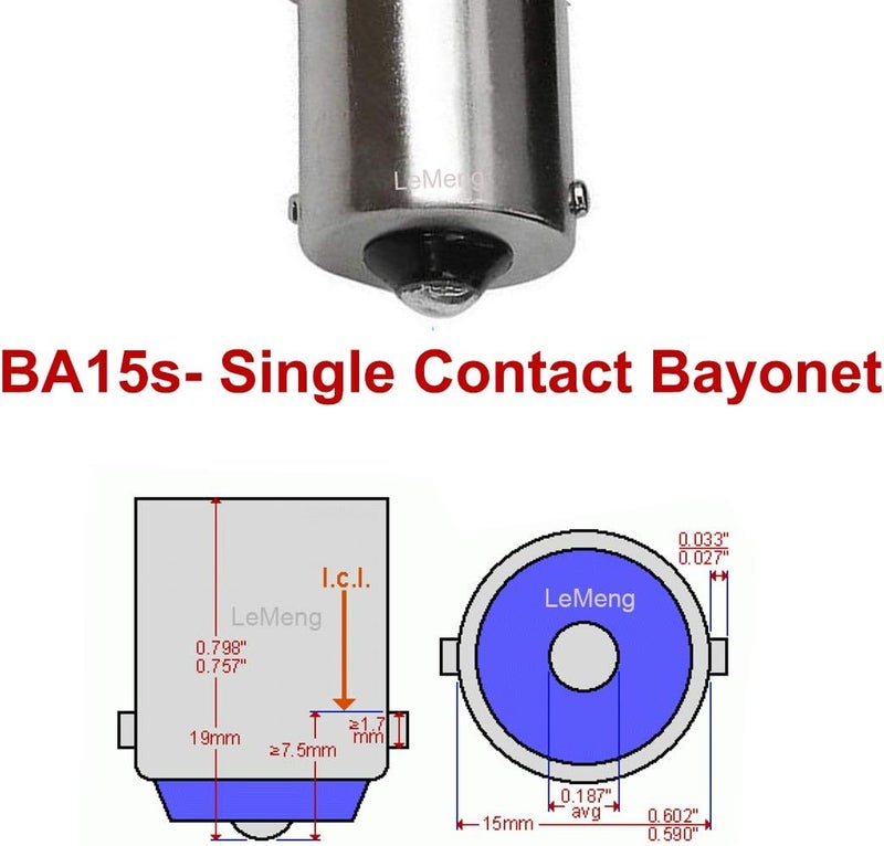 LEMENG لمبة LED BA15S 12V S8 SC 3W 300Lm 2700K بيضاء دافئة، قاعدة بايونت مفردة 1156 1141 P21W، إضاءة المناظر الطبيعية RV كامبر قارب مقطورة AC/DC 12 فولت - عبوة 4 - Image 3