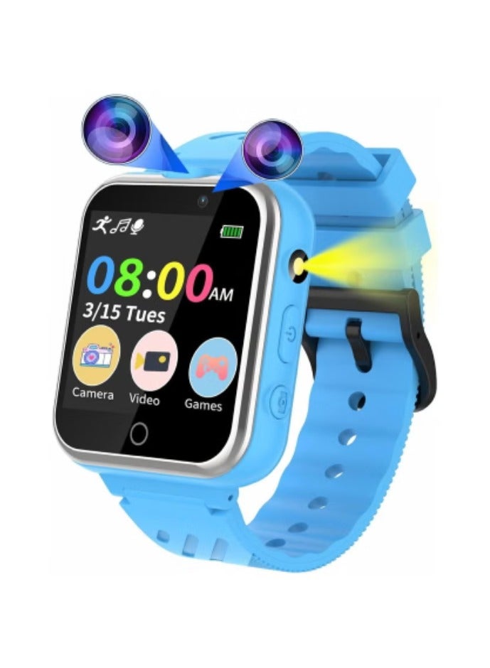 Kids Smart Watch for Boys & Girls with Dual Camera, 24 Games, MP3 Music & Video Player, Pedometer, Touch Screen, Educational Toy & Birthday Gift for Children (Ages 3–12) , Blue - Image 1