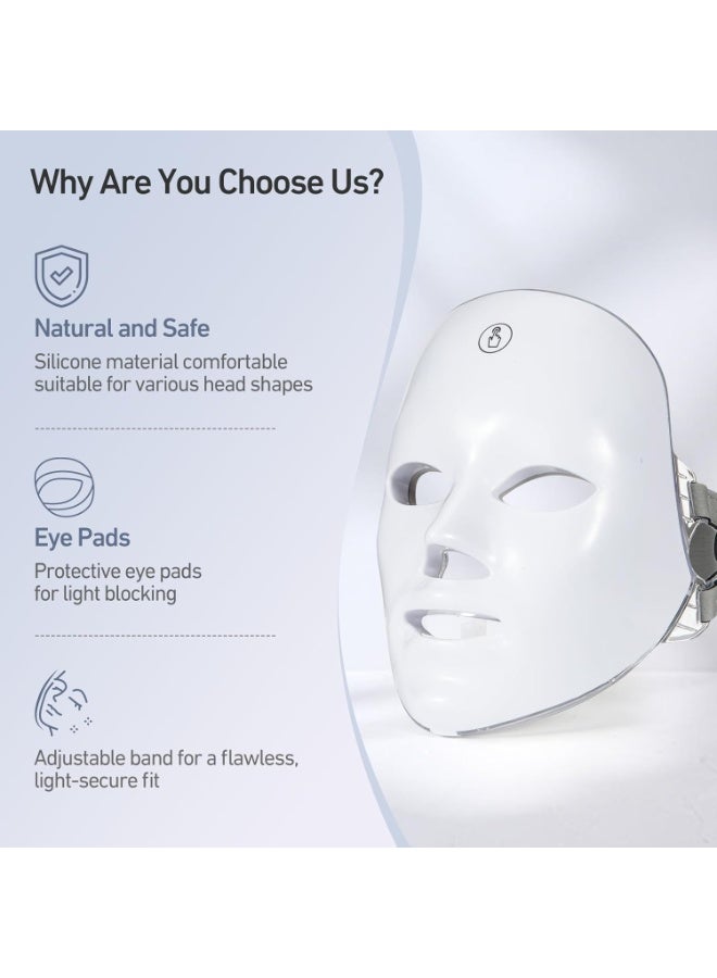 قناع الوجه بتقنية العلاج بالضوء الأحمر LED، جهاز تجميل منزلي 7 في 1 بضوء أحمر وأزرق، لاسلكي، محمول، قابل لإعادة الشحن، قناع سيليكون مضاد للتجاعيد وعلاج حب الشباب - Image 4