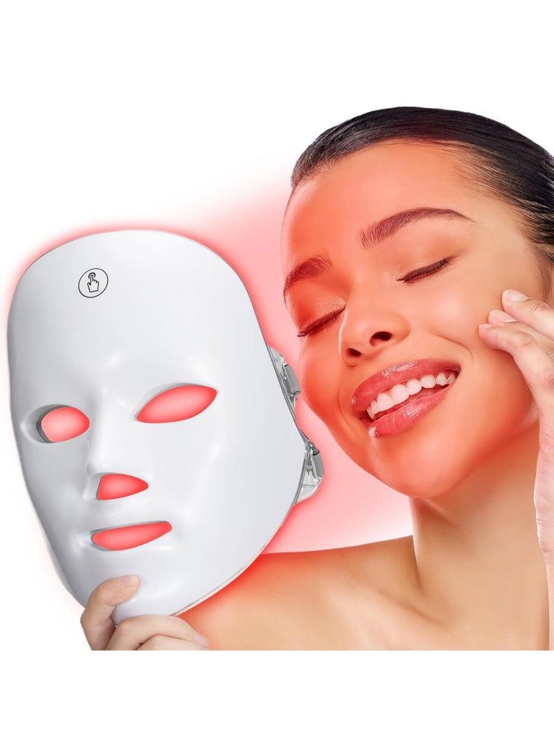 قناع الوجه بتقنية العلاج بالضوء الأحمر LED، جهاز تجميل منزلي 7 في 1 بضوء أحمر وأزرق، لاسلكي، محمول، قابل لإعادة الشحن، قناع سيليكون مضاد للتجاعيد وعلاج حب الشباب - Image 1