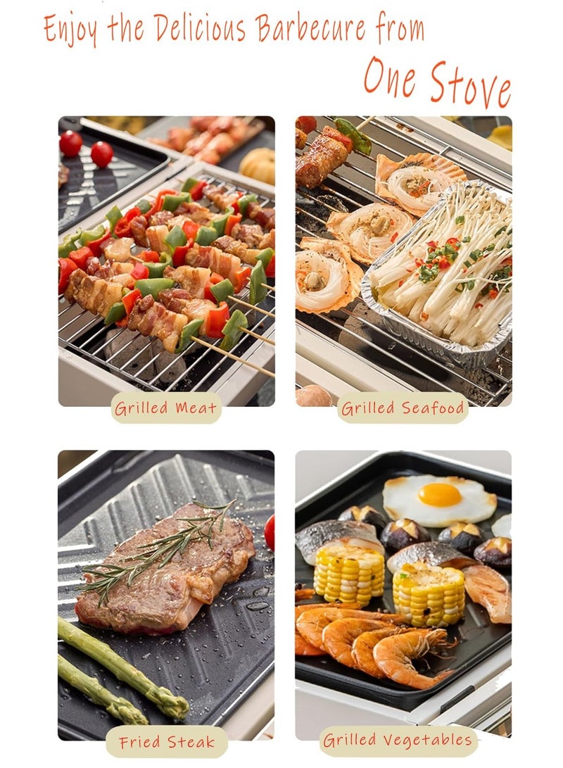 شو وو شواية فحم محمولة، مناسبة للأنشطة الخارجية والتخييم والنزهات وحفلات الشاطئ وطهي المأكولات البحرية وشواء اللحوم وشرائح اللحم المقلي لعدة أشخاص. - Image 3