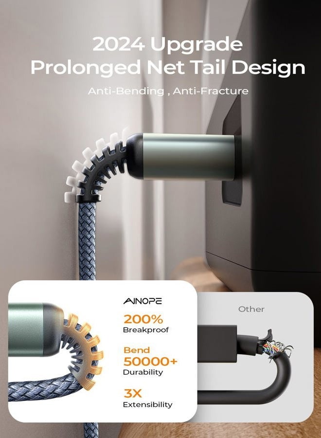 Ainope Printer Cable USB A to USB B Printer Cable High-Speed Nylon Braided USB 2.0 MIDI Cable for HP Canon Brother Dell Epson Lexmark DAC, 6.6ft/Grey - Image 5