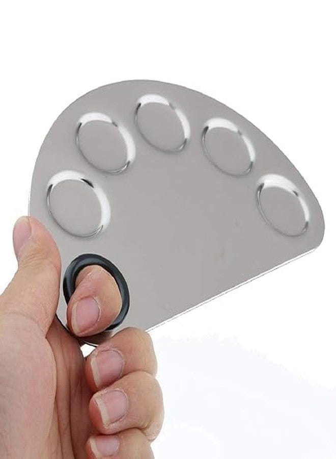 Wavey® Cosmetic Makeup Palette Foundation Mixing Plate Nail Art Polish Mixing Plate with Spatula, D Shape (Silver) - Image 3