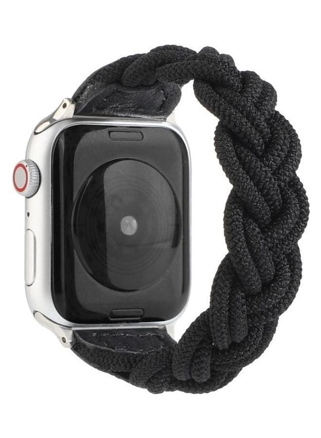 NIBEMINENT Elastic Woven Watchband For Apple Watch Series 7/6/SE/5/4/3/2/1 41/40/38mm, Length:130mm(Black) Black - Image 1