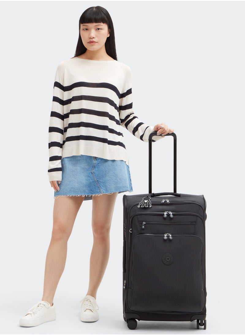 kipling - New Youri Spin Medium Wheeled Travel Case with Extendable Trolley Handle Black Noir - Image 1
