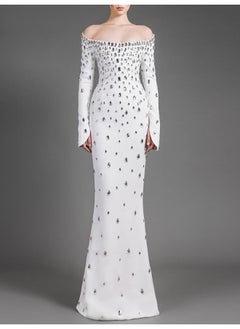 Madam Uniq Heavy-Duty Beaded and Rhinestone One-Shoulder Water Drop Long Dress  - Image 1