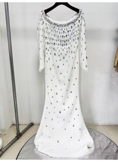 Madam Uniq Heavy-Duty Beaded and Rhinestone One-Shoulder Water Drop Long Dress  - Image 3