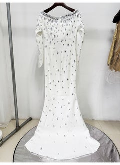Madam Uniq Heavy-Duty Beaded and Rhinestone One-Shoulder Water Drop Long Dress  - Image 4