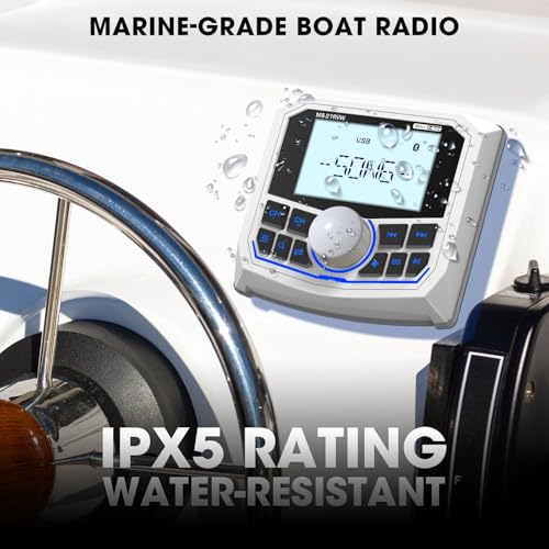 DOVOX Bluetooth Boat Radio Receiver Waterproof: DOVOX Marine Gauge Stereo for Boat - 2.8 Inch LCD Display AM FM USB AUX Subwoofer for Golf Cart ATV UTV SXS Yacht - Image 2