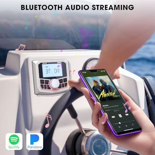 DOVOX Bluetooth Boat Radio Receiver Waterproof: DOVOX Marine Gauge Stereo for Boat - 2.8 Inch LCD Display AM FM USB AUX Subwoofer for Golf Cart ATV UTV SXS Yacht - Image 3