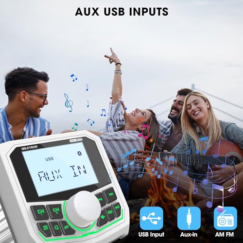 DOVOX Bluetooth Boat Radio Receiver Waterproof: DOVOX Marine Gauge Stereo for Boat - 2.8 Inch LCD Display AM FM USB AUX Subwoofer for Golf Cart ATV UTV SXS Yacht - Image 4