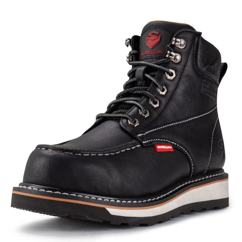 SUREWAY 6â€ Mens Heavy Duty Steel/Composite/Soft Toe Work Boots for Men,Goodyear Welt,Extremely Comfortable Durable Proved,Superior Oil/Slip Resistant,Thicker Leather,Wedge Sole,Moc Toe Work - Image 1
