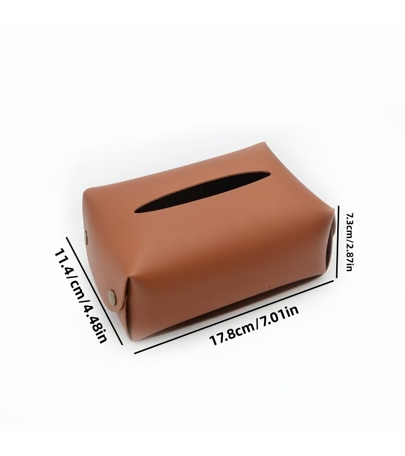 2pcs Brown Green Faux Leather Ins Tissue Box Car Home Bathroom Decor - Image 2
