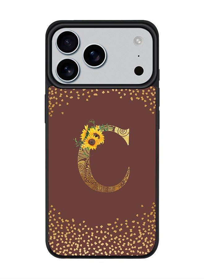 Stylizedd iPhone 17 Pro Max Case, [Compatible with MagSafe] Slim Magnetic cover Phone Case iPhone 17 Pro Max -Custom Floral Monogram - C  (Brown ) - Image 1