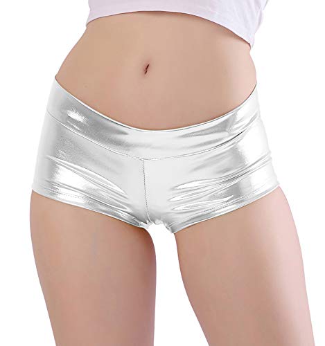 Kepblom Women's Shiny Metallic Rave Booty Shorts Hot Pants Dance Bottom - Image 1