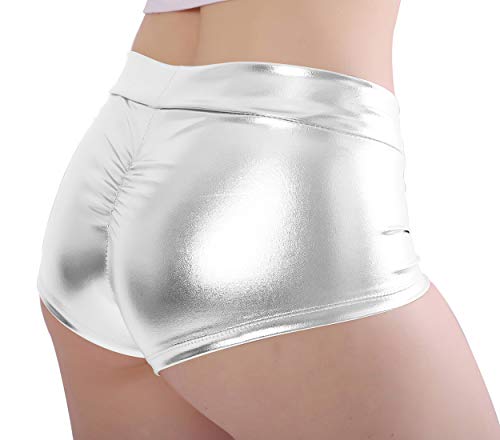 Kepblom Women's Shiny Metallic Rave Booty Shorts Hot Pants Dance Bottom - Image 3