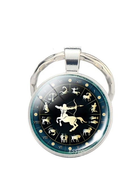 Sagittarius Zodic Signs Keychain Silver