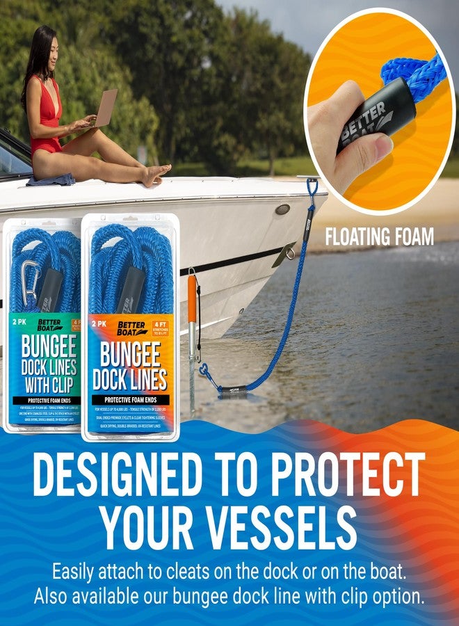 Better Boat 2-Pack Blue Bungee Dock Lines, Marine Grade Boat Rope, Jet Ski or PWC Mooring Ties, Boating Accessories for Boats - Image 4