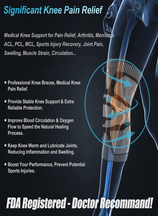 NEENCA Professional Knee Brace for Women,Knee Compression Sleeve Support with Patella Gel Pads & Side Stabilizers,Medical Grade Knee Sleeves Pads for Running,Meniscus Tear,Arthritis,Joint Pain Relief - Image 4