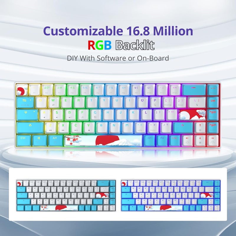 Owpkeenthy لوحة مفاتيح ميكانيكية للألعاب محمولة بنسبة 60% من ، فائقة الصغر مع RGB سلكية بنسبة 65%، لوحة مفاتيح مكتبية صغيرة بإضاءة خلفية مع مفتاح أحمر للكمبيوتر/PS5/XBOX (أزرق/68 مفتاح أحمر) - Image 3