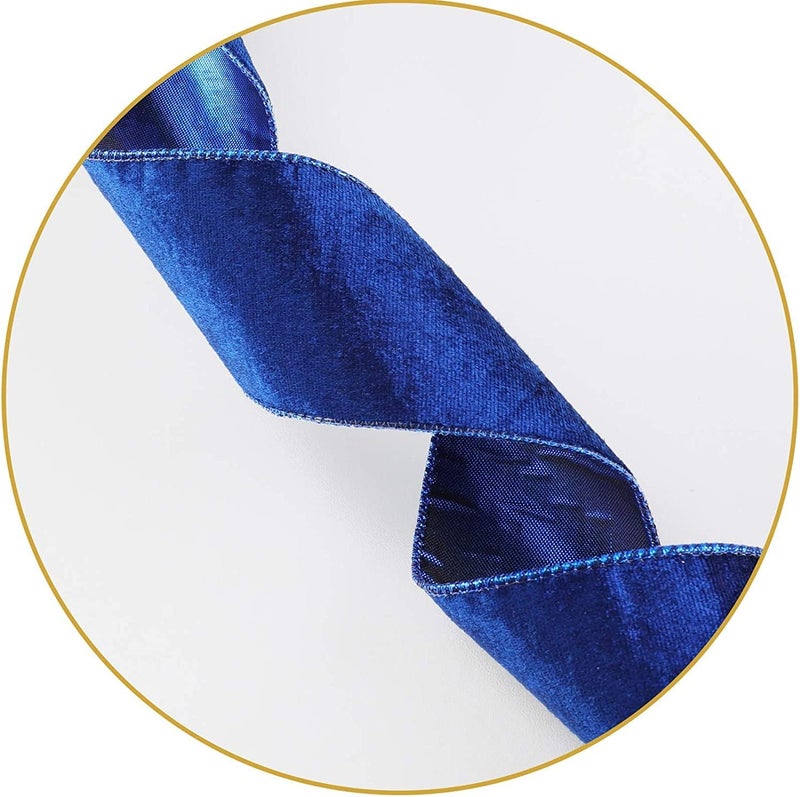 BUVANE Christmas Tree Topper,48x13 Inches Velvet Toppers Bow,Large Decorative Bows for Christmas Decoration (Blue) - Image 3