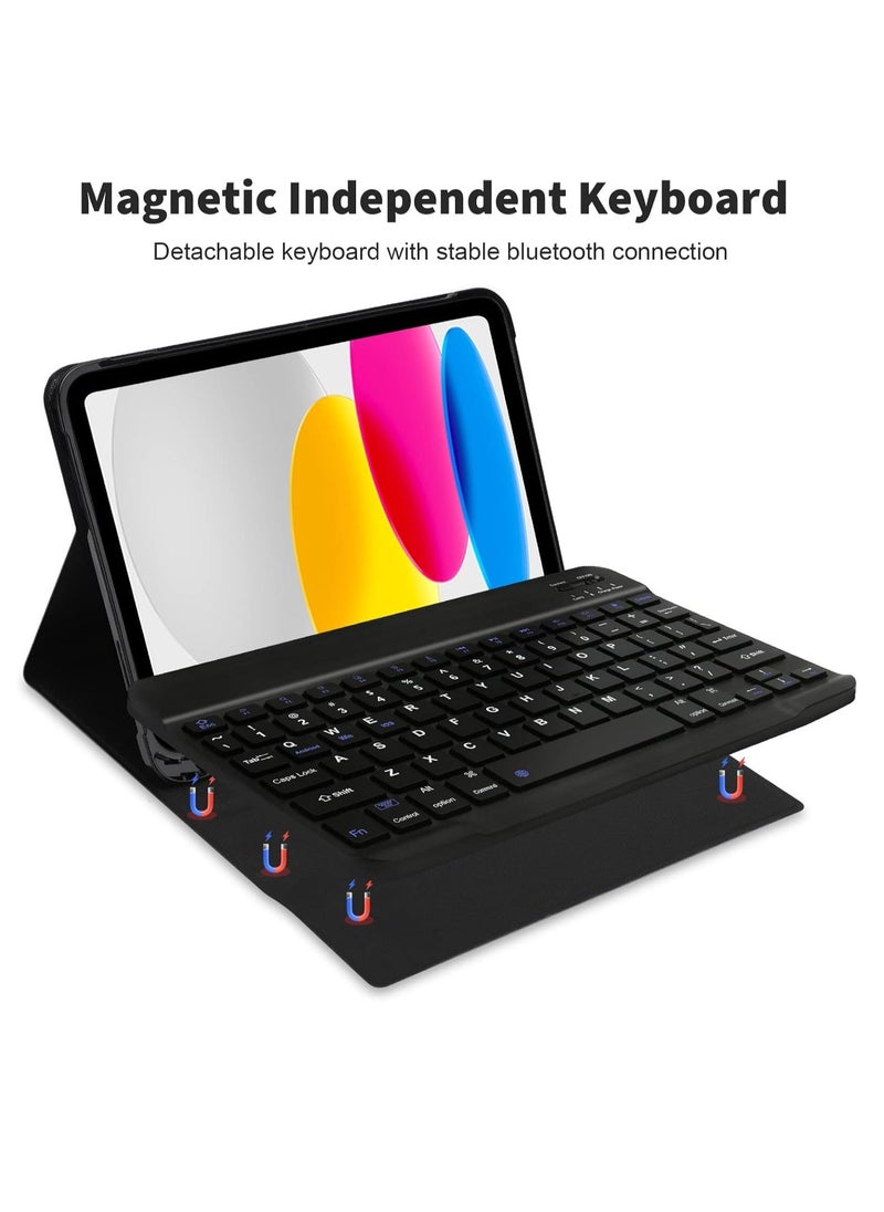 TIGER Keyboard Case for iPad 10.9 Inch 10th Generation 2022 | iPad 10th Gen Case with Pencil Holder & Detachable Bluetooth Keyboard | Smart Protective Cover for iPad 10th Gen 10.9" 2022, Black  - Image 5