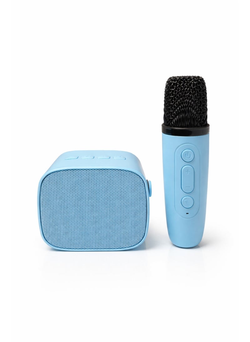 Portable Wireless Karaoke Speaker Set with Handheld Microphone , TF Card & 3.5mm Support - Blue - Image 1