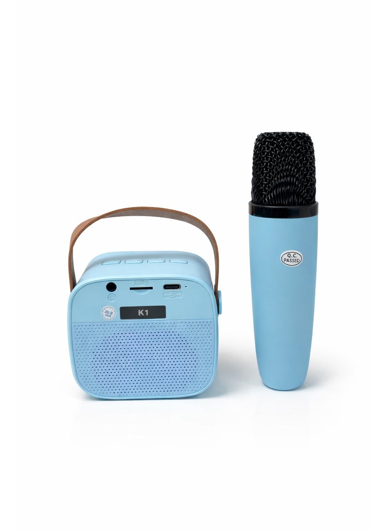 Portable Wireless Karaoke Speaker Set with Handheld Microphone , TF Card & 3.5mm Support - Blue - Image 3