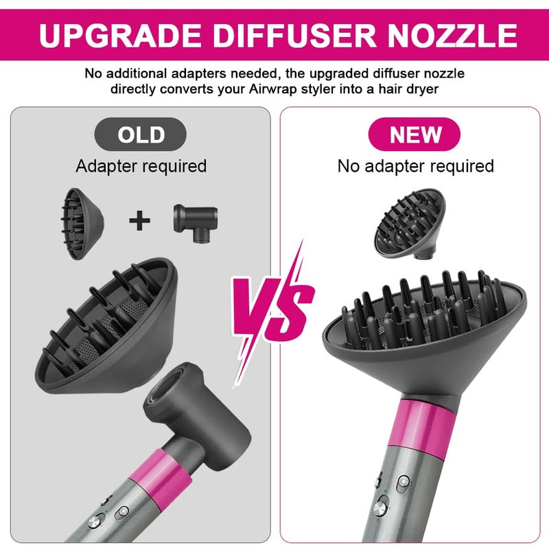 May Create ملحق موزع الهواء لدايسون إير وراپ HS01 HS05 HS08، تحويل لدايسون إير وراپ ستايلر إلى مجفف شعر، فوهة موزع مطورة لتجفيف أسرع وتحديد تجاعيد الشعر - Image 4