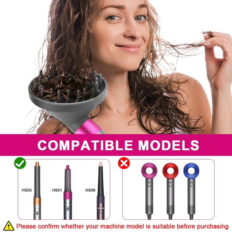 May Create ملحق موزع الهواء لدايسون إير وراپ HS01 HS05 HS08، تحويل لدايسون إير وراپ ستايلر إلى مجفف شعر، فوهة موزع مطورة لتجفيف أسرع وتحديد تجاعيد الشعر - Image 2