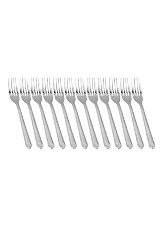 Alsaif 12-Piece Stainless Steel Fork Set Silver - Image 1