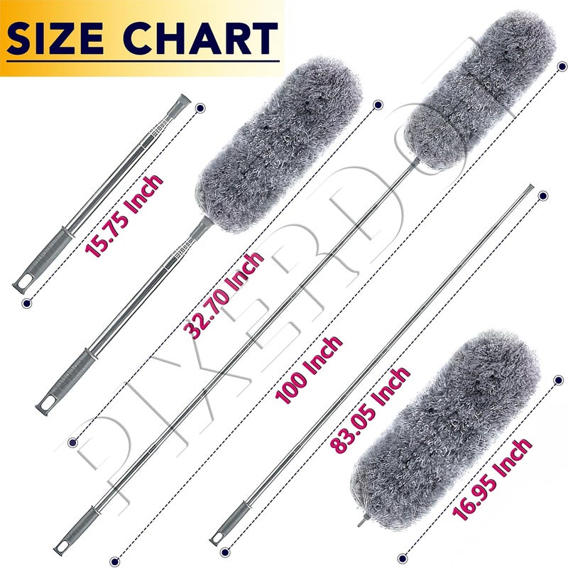 PIXERDOT Extendable Microfiber Feather Duster 30100 Inch Long Handle Bendable ScratchFree Head Lightweight Dust Cleaner for High Ceilings Ceiling Fans Cobwebs Furniture and Blinds - Image 2
