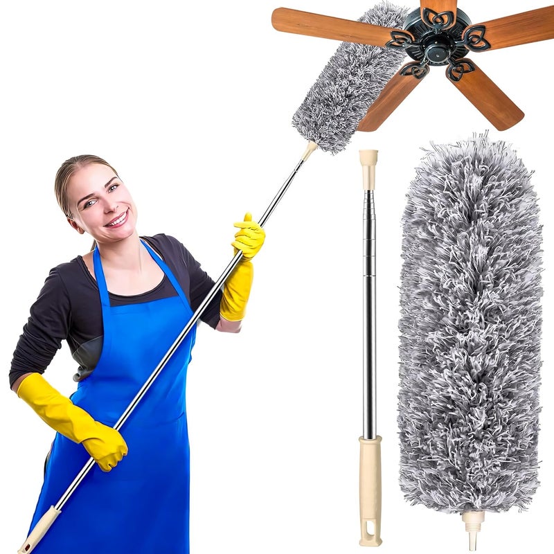 PIXERDOT Extendable Microfiber Feather Duster 30100 Inch Long Handle Bendable ScratchFree Head Lightweight Dust Cleaner for High Ceilings Ceiling Fans Cobwebs Furniture and Blinds - Image 1