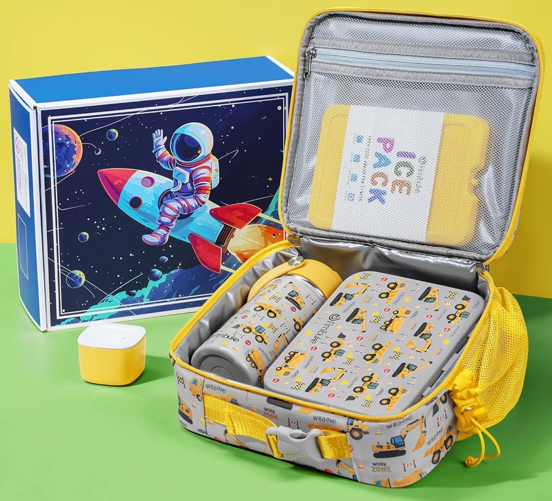 Fimibuke Bento Lunch Box for Kids - Toddler Snack Bento Box Container with 3 Compartments, Stainless Steel Water Bottle, Insulated Lunch Bag, Ice Pack Set for Ages 3-12 Girl Boy Daycare Back to School - Image 3
