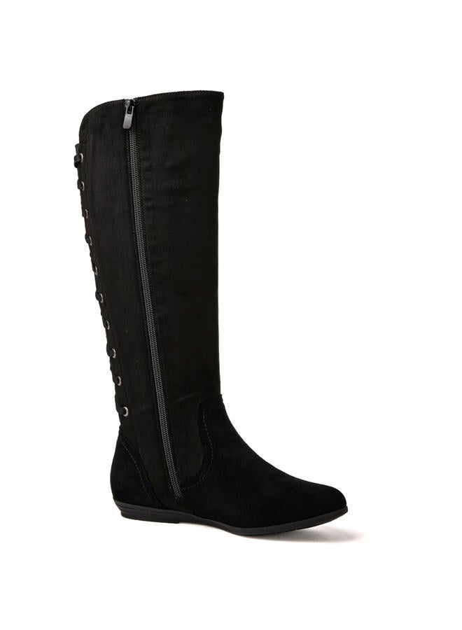 GLOBALWIN Women's Flat Fall Boots Strappy Knee High Boots Winter Boots For Women, 22yy02 Black, 10 - Image 3