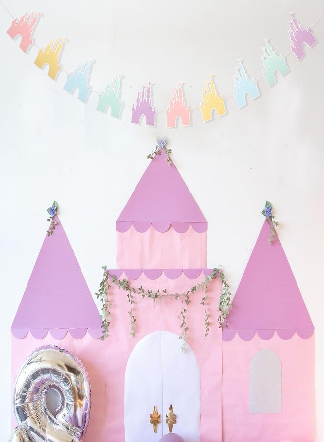 LINGANA Colorful Castle Banner - Princess Birthday Party Decorations, Magic Castle Garland,Theme Party Photo Props,Princess Room Castles Hanging Banner - Image 3