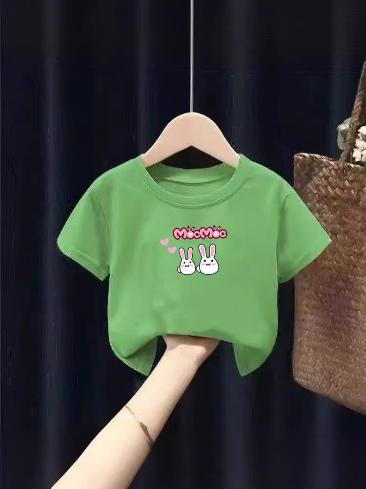 Cotton Children'S Short-Sleeved T-Shirt 2024 Style Small And Medium-Sized Children'S Top Half-Sleeved Baby Base Shirt For Boys And Girls - Image 5