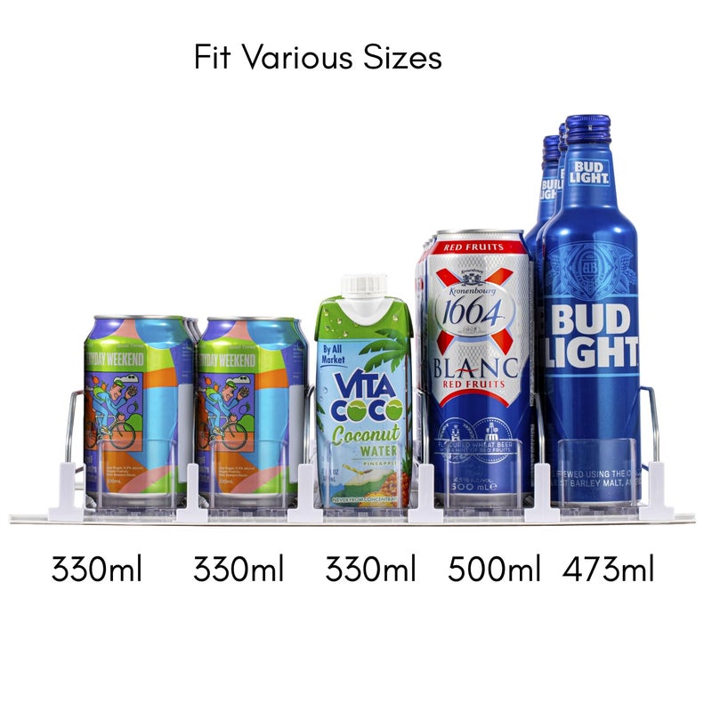 RULA Drink Organizer for Fridge, Self-Pushing Soda Can Dispenser for Refrigerator, Width Adjustable Beverage Pusher Glide - Holds up to 25 Cans (15" D, 5 Rows) - Image 4