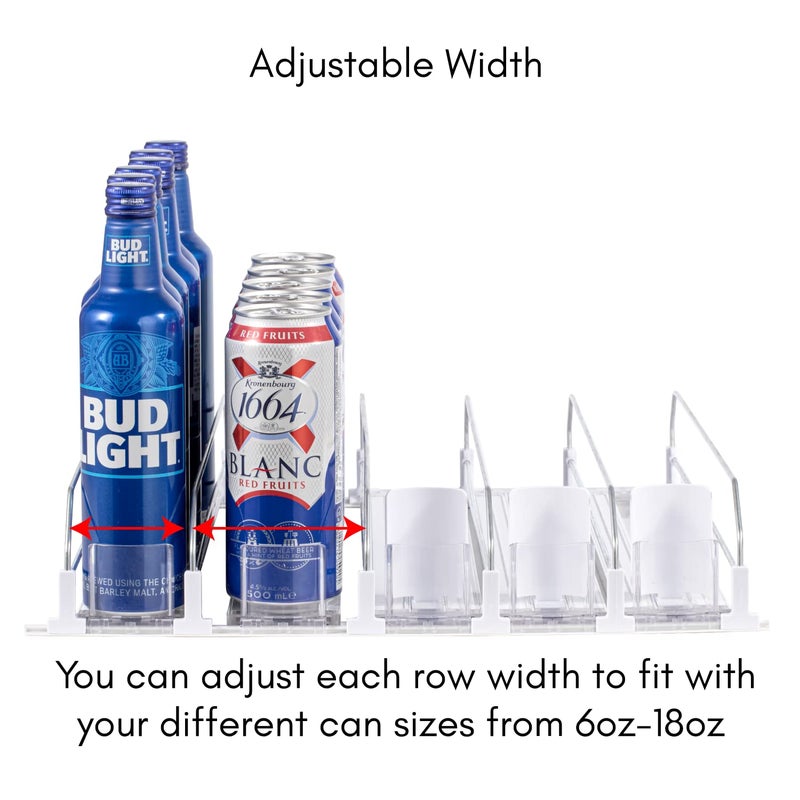 RULA Drink Organizer for Fridge, Self-Pushing Soda Can Dispenser for Refrigerator, Width Adjustable Beverage Pusher Glide - Holds up to 25 Cans (15" D, 5 Rows) - Image 3