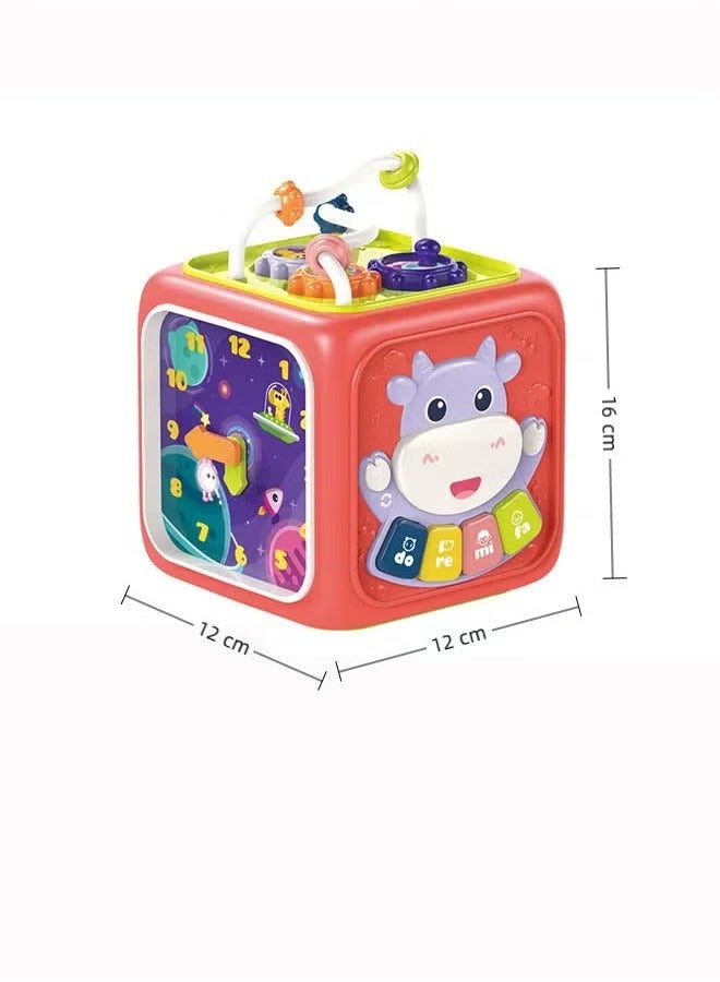 Aissiora Early education hexahedron toys Children's Rubik's Cube toys Children's hands clap with tambourine Graphic matching    Color and shape cognition Early education music toys Educational toys 6 sides to play - Image 2