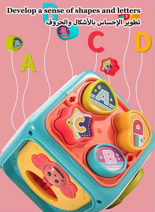 Aissiora Early education hexahedron toys Children's Rubik's Cube toys Children's hands clap with tambourine Graphic matching    Color and shape cognition Early education music toys Educational toys 6 sides to play - Image 4