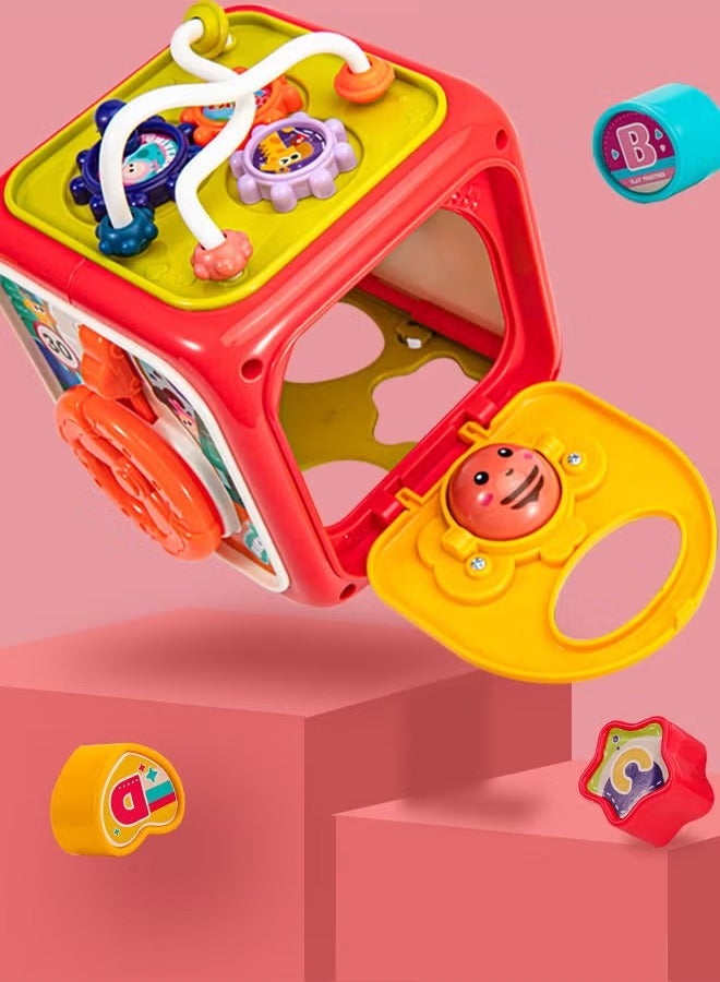 Aissiora Early education hexahedron toys Children's Rubik's Cube toys Children's hands clap with tambourine Graphic matching    Color and shape cognition Early education music toys Educational toys 6 sides to play - Image 5