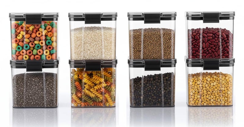 HomeWiz Air-Tight Kitchen Storage Containers Set of 8 (700 ML Each) | Transparent Plastic Boxes for Fridge, Pantry & Home Organization | Food Grade, Multi-Purpose Storage | Storage Box - Image 1