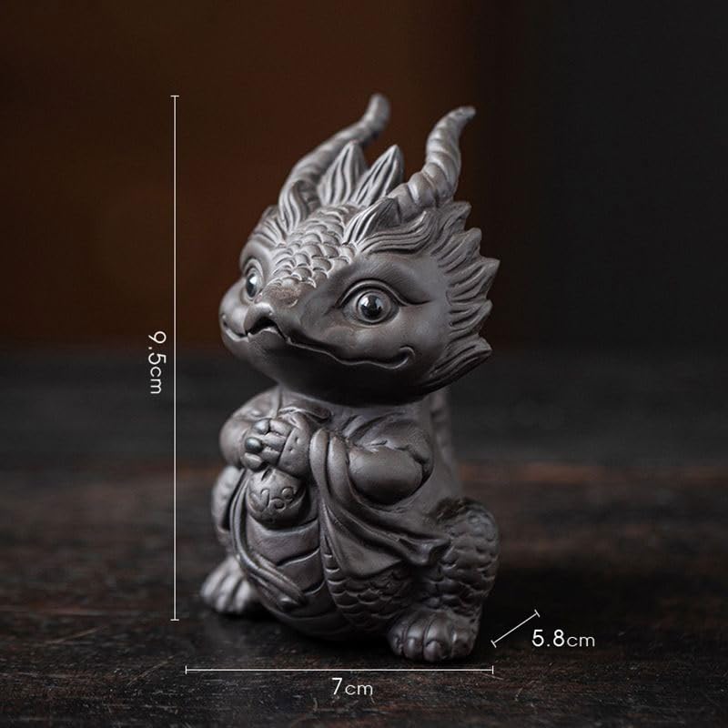 HonHeam Chinese Zisha Dragon Tea Pet, Handmade Purple Clay Tea Pet for Kung Fu Tea Tray, Ceramic Decorate Kungfu Tea Tray Accessories (K) - Image 2