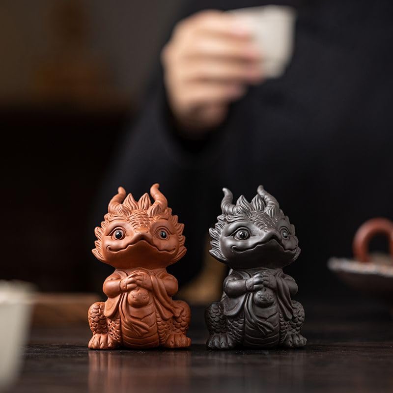 HonHeam Chinese Zisha Dragon Tea Pet, Handmade Purple Clay Tea Pet for Kung Fu Tea Tray, Ceramic Decorate Kungfu Tea Tray Accessories (K) - Image 3