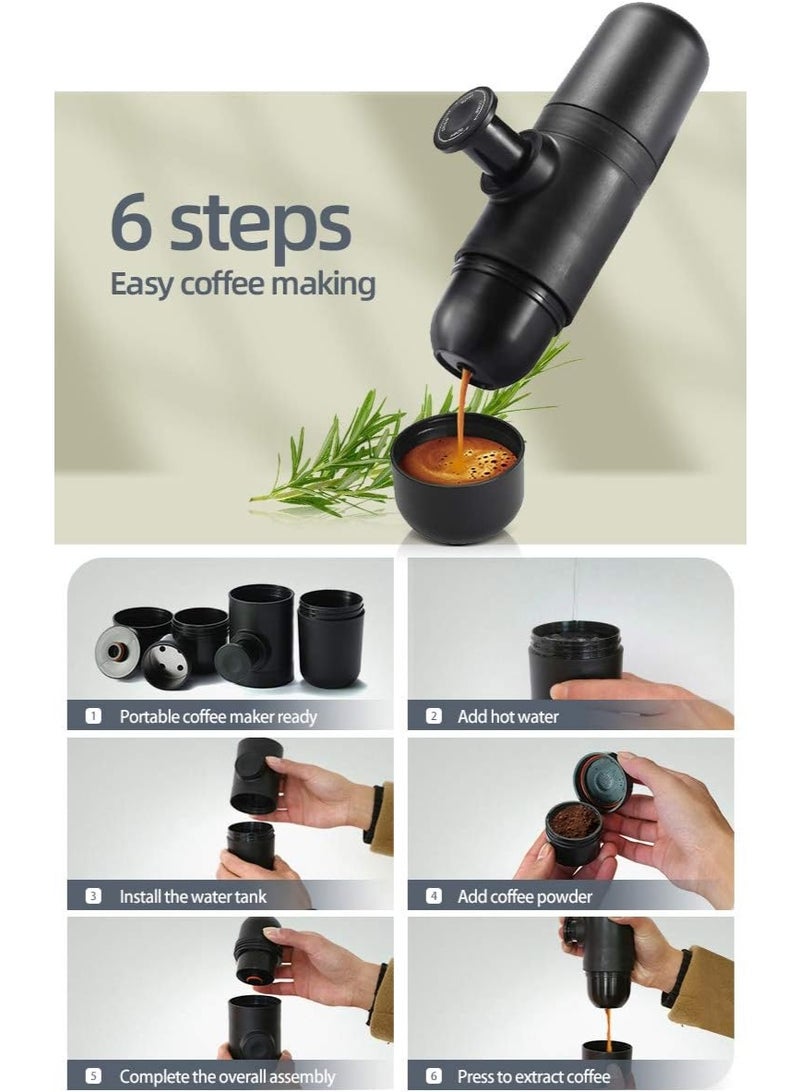 Manual Espresso Machine, Portable Stainless Steel Hand Press Coffee Maker, Compact Manual Espresso Coffee Machine for Home, Travel and Outdoor Use, Easy-to-Use Mini Coffee Maker - Image 2